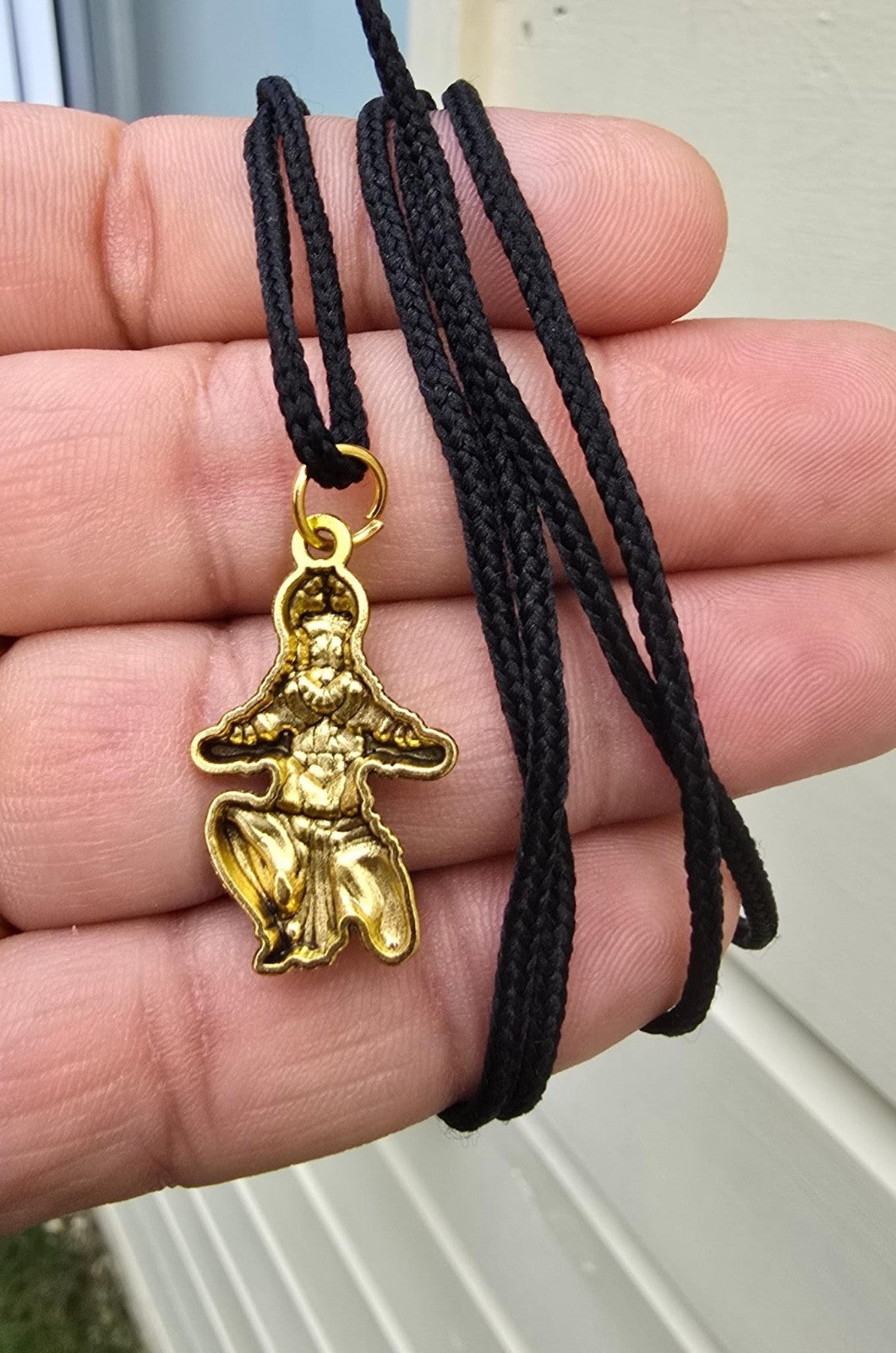 Hanuman Ji Ram Pendant Gold or Silver colour Stainless Steel Hindu black dori Q3