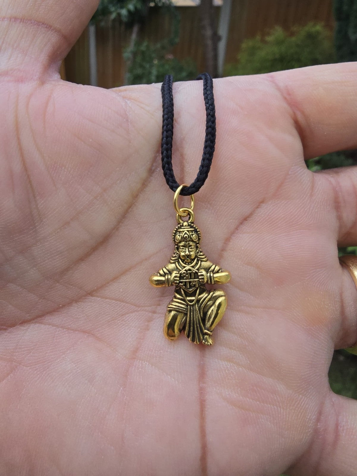 Hanuman Ji Ram Pendant Gold or Silver colour Stainless Steel Hindu black dori Q3