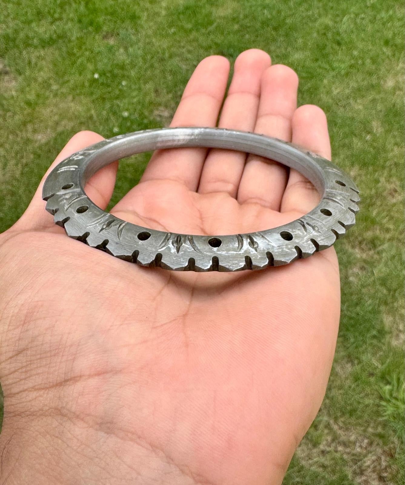 Sarbloh Chakri Kara Sri Akaal Ji Sahai Tooth Kada Sikh Nihang Singh Bangle i40