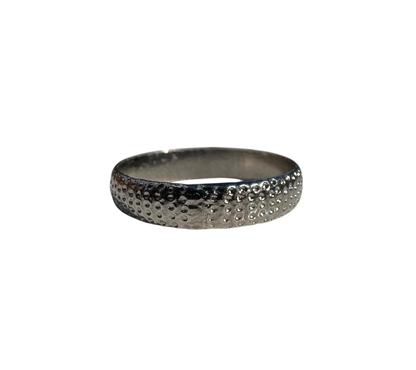 Simple Silver Thin Dimpled Textured, Hammered Band Pebbled Finish BRAND NEW B38