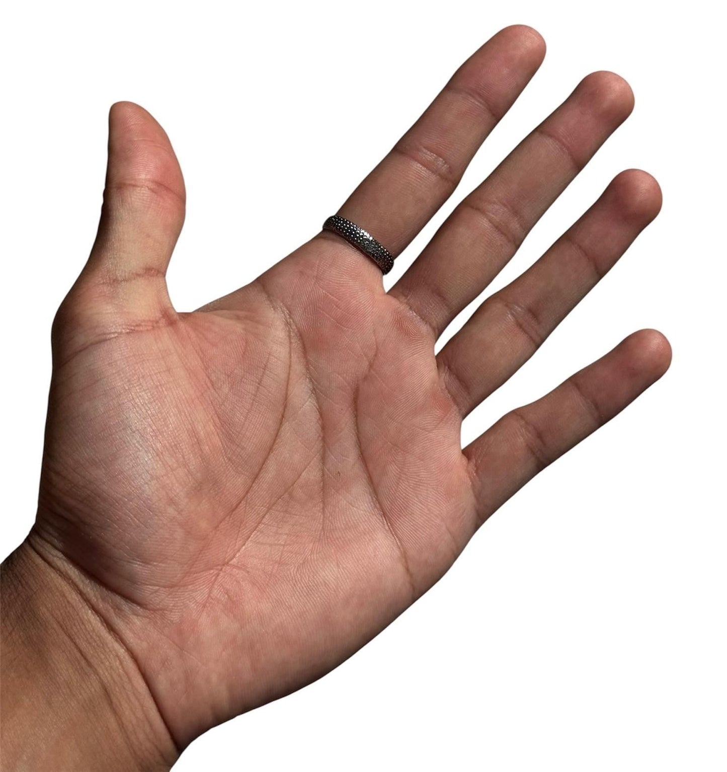 Simple Silver Thin Dimpled Textured, Hammered Band Pebbled Finish BRAND NEW B38