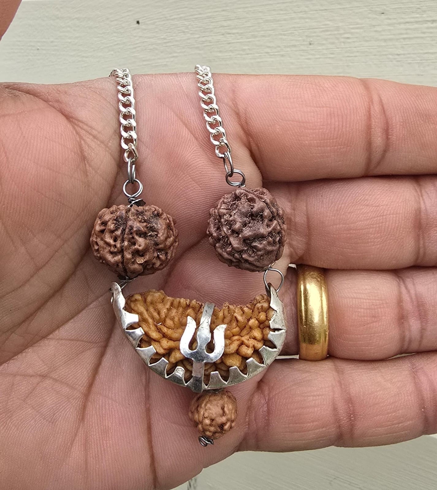 Gold or Silver plated Ek Mukhi Panj Mukhi Rudraksha Combo Pendant Nazar Shield