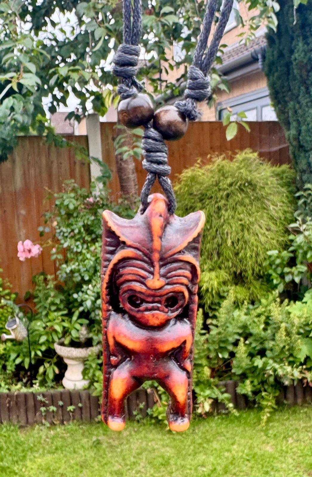 Tribal Buddha Pendant Carved Tiki Guardian Evil Eye Protection Lucky Charm TTT19
