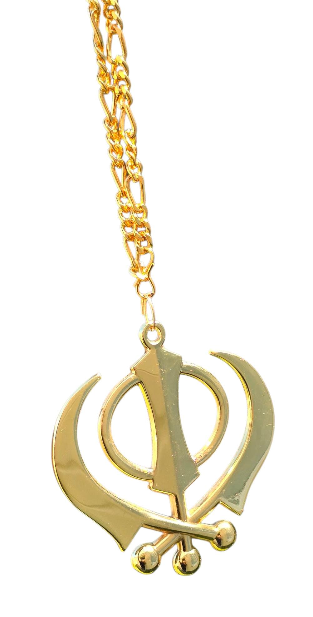 Gold plated punjabi sikh large khanda no stones stunning pendant car rear mirror