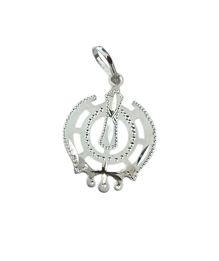 Sikh Khanda Pendant Chandi 925 Sterling Silver Necklace in Black Dori Singh Kaur Khalsa Handmade A31