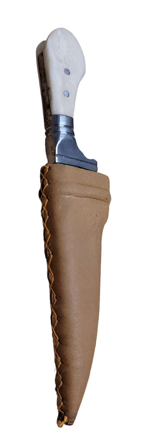 Handmade Sarbloh Siri Sahib Camel Bone Handle Pesh Kabaz Leather Sheath Taksali Gift OO6