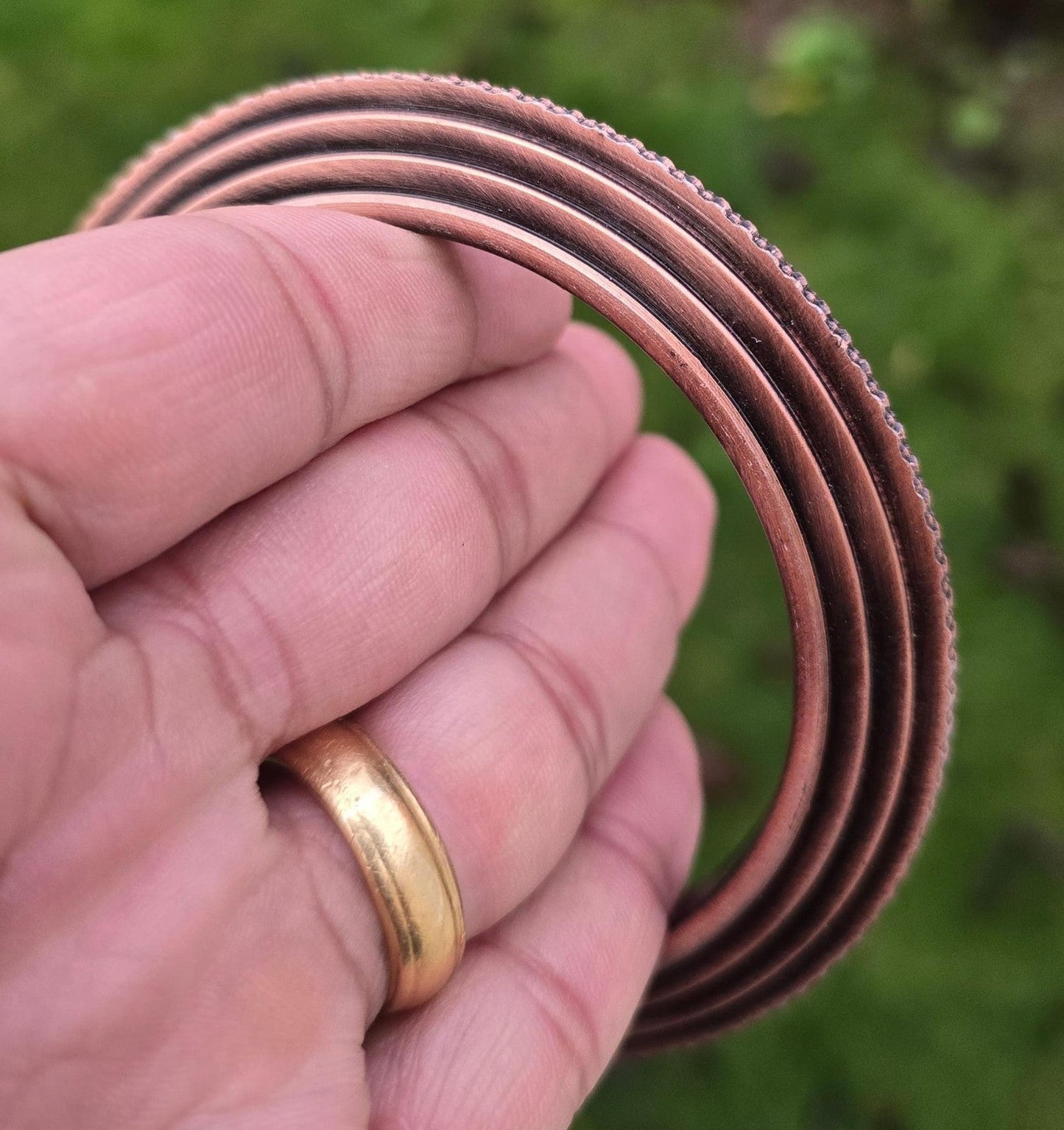 Sikh Kara Chakri Copper Colour Singh Kada Kaur lines design punjabi bangle N31