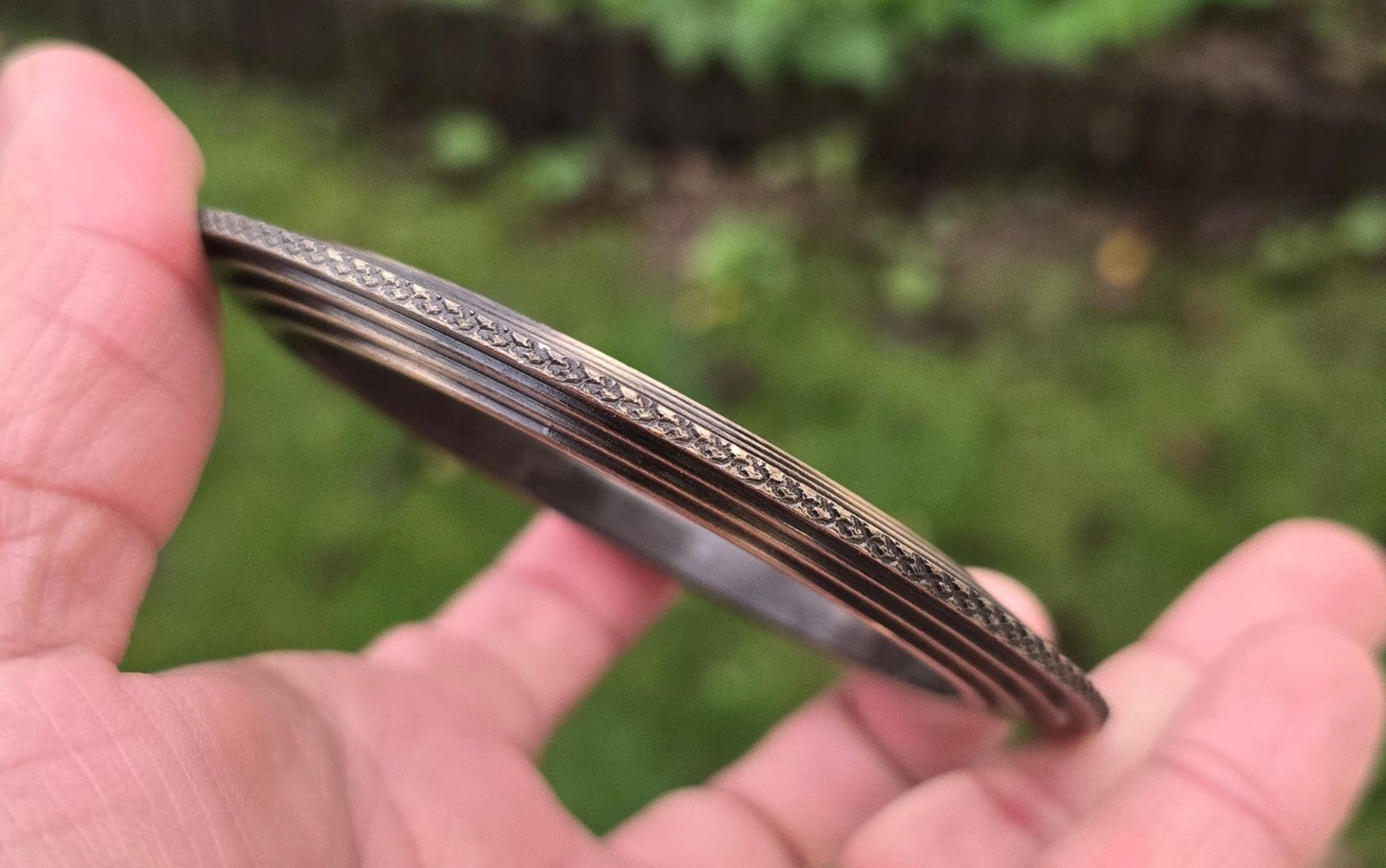 Sikh Kara Chakri Antique Gold Colour Singh Kada Kaur lines Punjabi bangle N32
