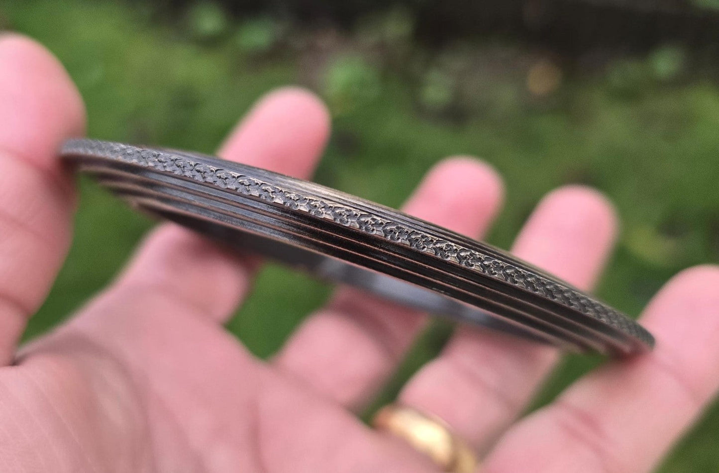 Sikh Kara Chakri Antique Gold Colour Singh Kada Kaur lines Punjabi bangle N32