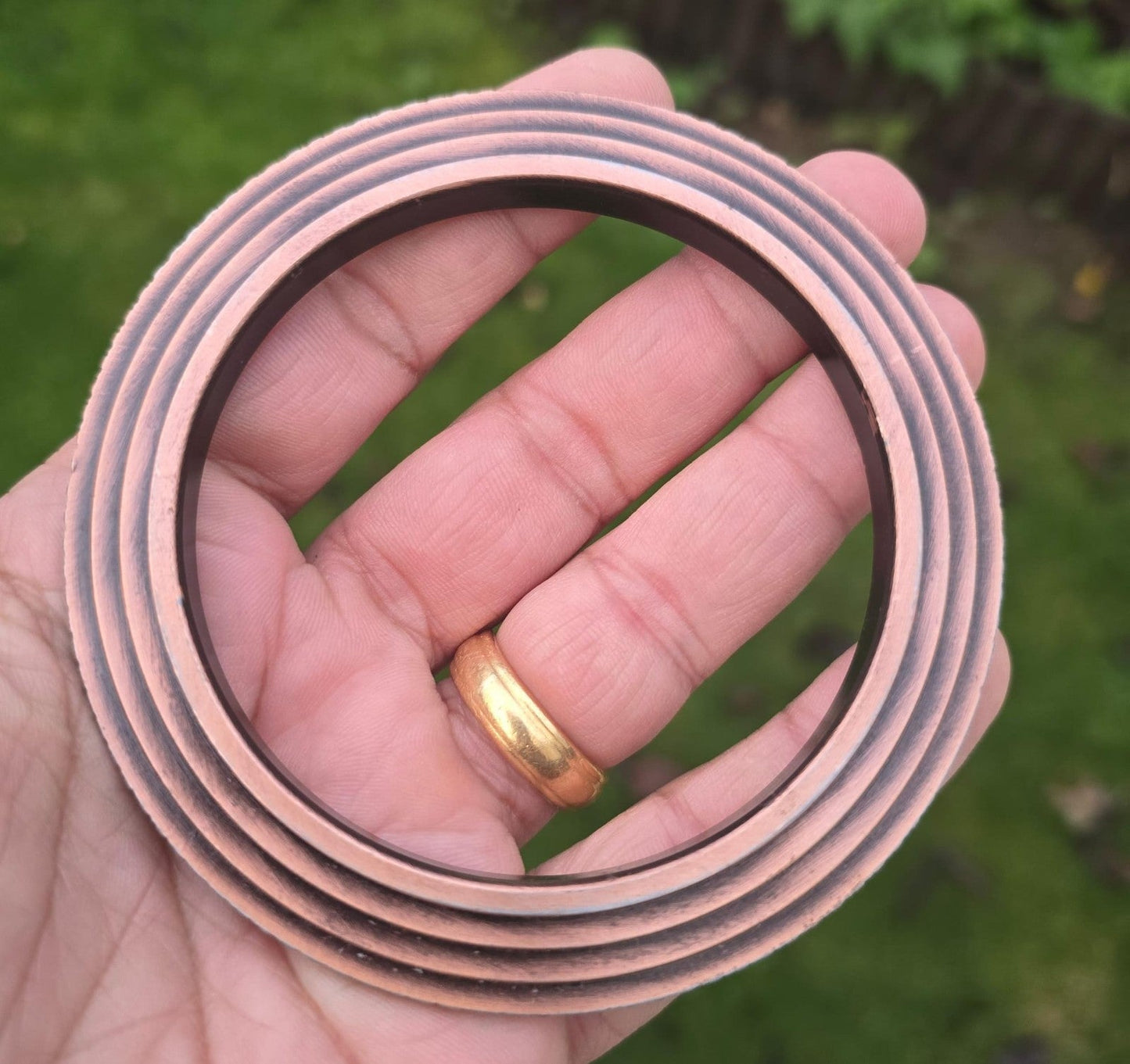 Sikh Kara Chakri Copper Colour Singh Kada Kaur lines design punjabi bangle N31