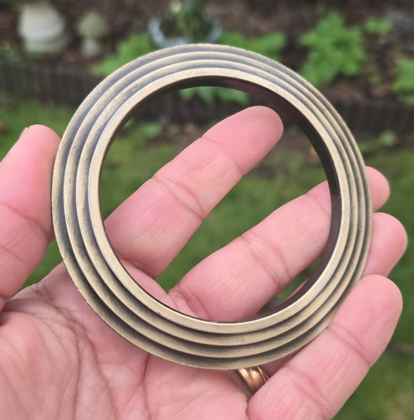 Sikh Kara Chakri Antique Gold Colour Singh Kada Kaur lines Punjabi bangle N32