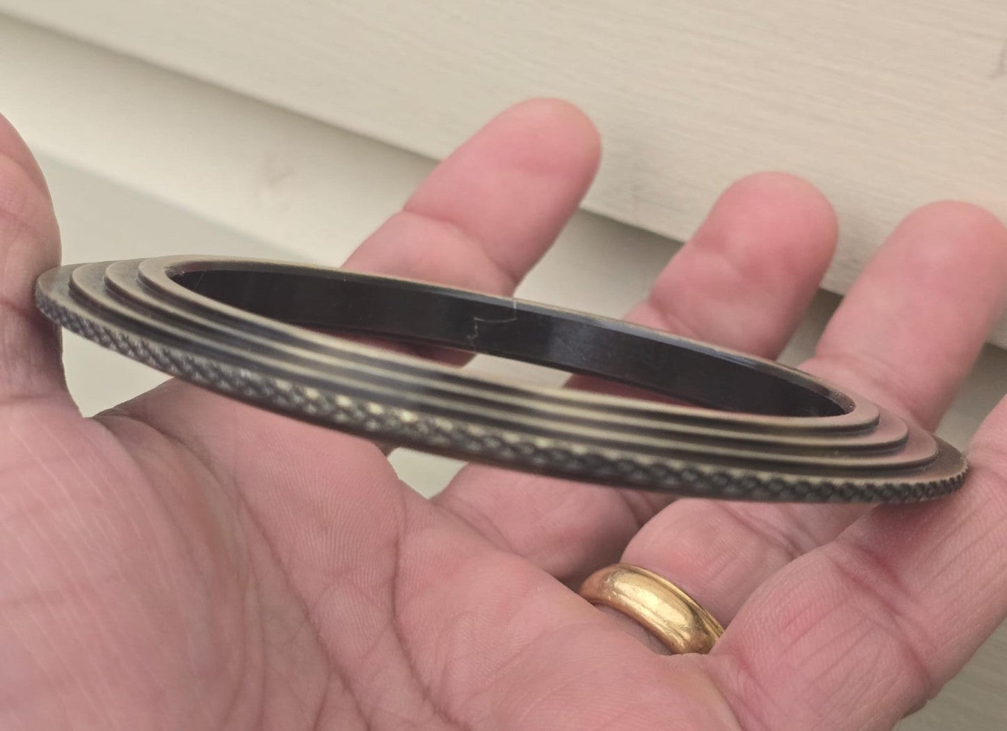 Sikh Kara Chakri Antique Gold Colour Singh Kada Kaur lines Punjabi bangle N32