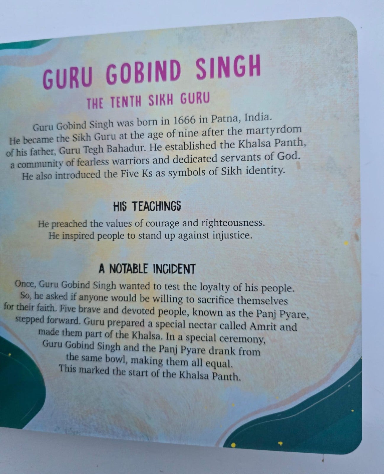 10 Sikh Gurus Children’s Illustrated Board Book Sikhism Stories MD21
