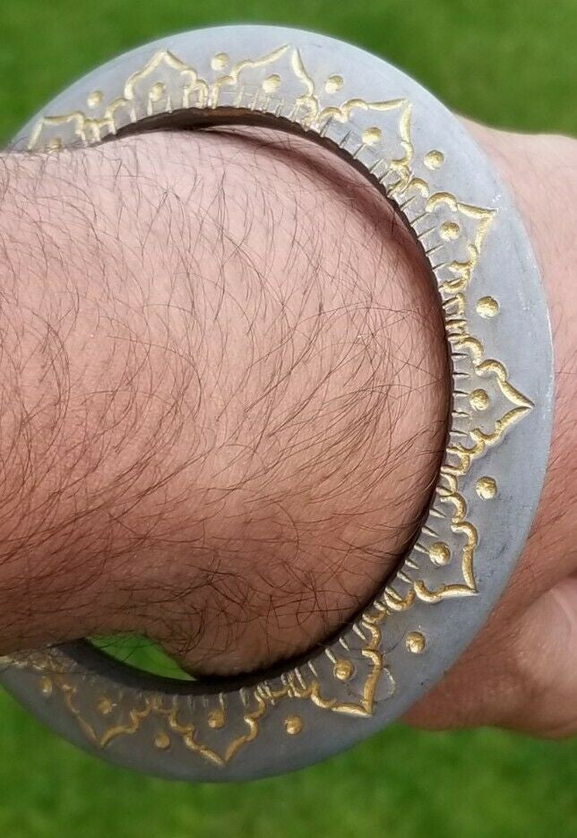 Sikh Kara Sarbloh Floral Engraved Bangle Singh Kaur Khalsa Pure Iron Kada V40