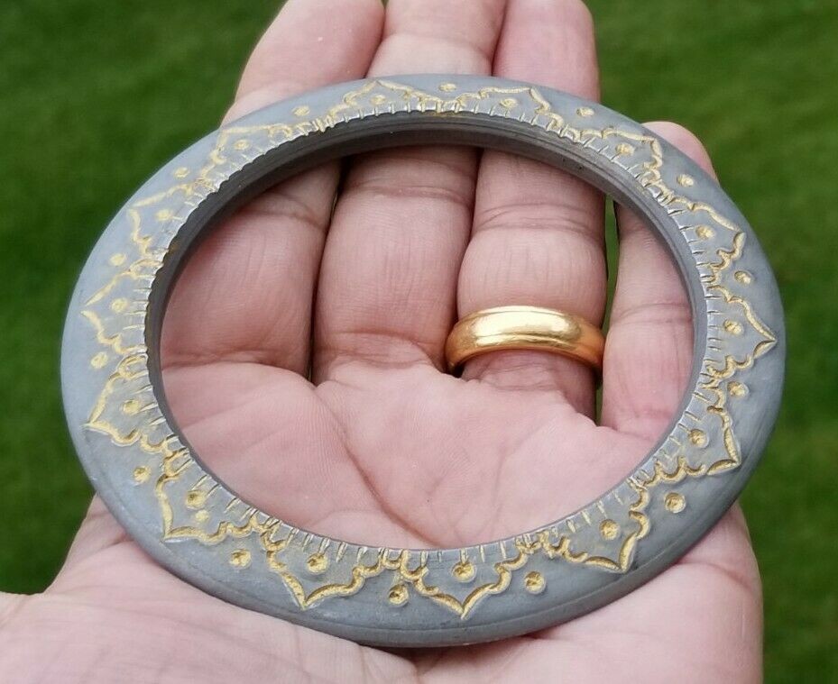 Sikh Kara Sarbloh Floral Engraved Bangle Singh Kaur Khalsa Pure Iron Kada V40