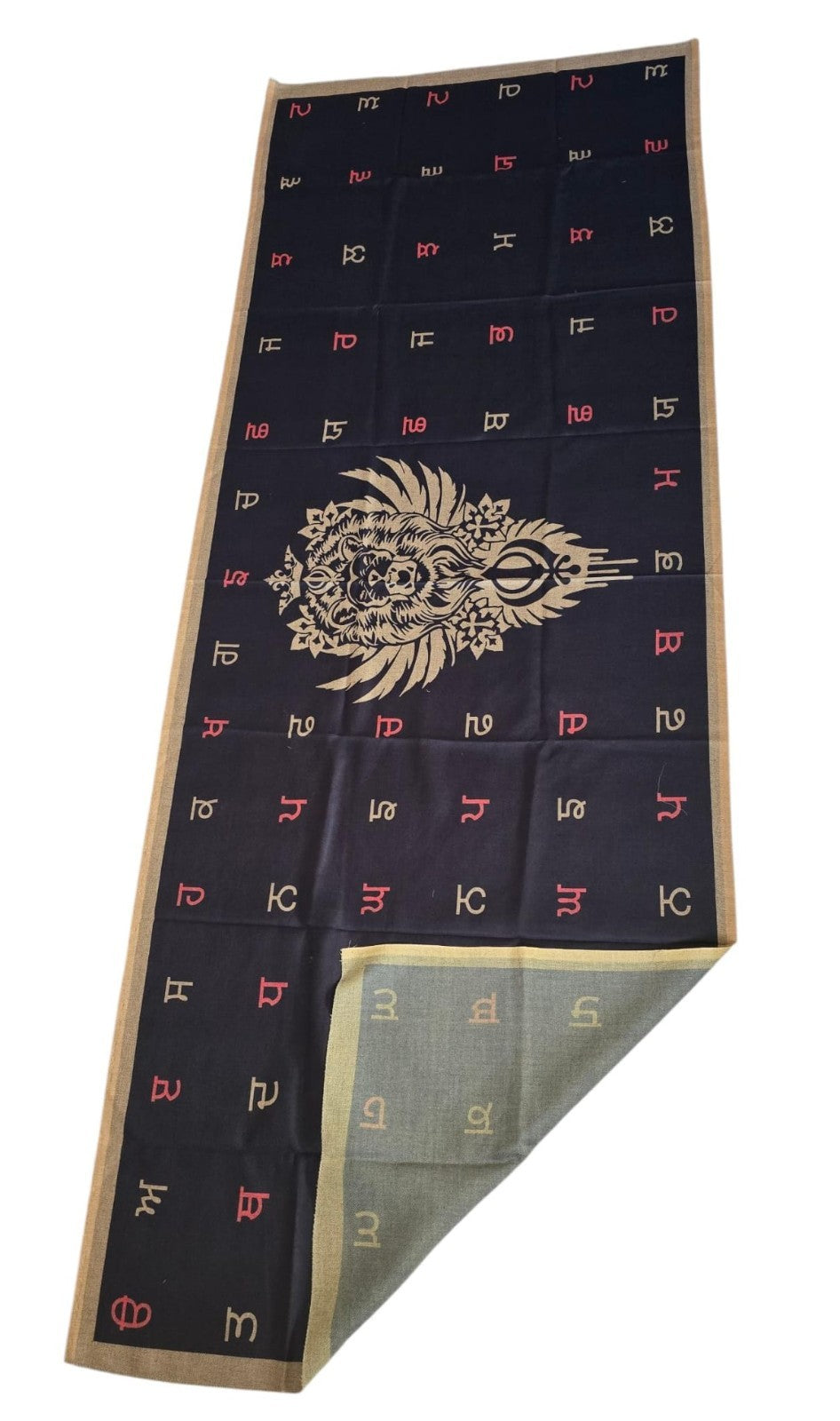 Punjabi Lion Khanda Lohi Shawl Gurmukhi Wool Stole Unisex Sikh Fair Mela Gift