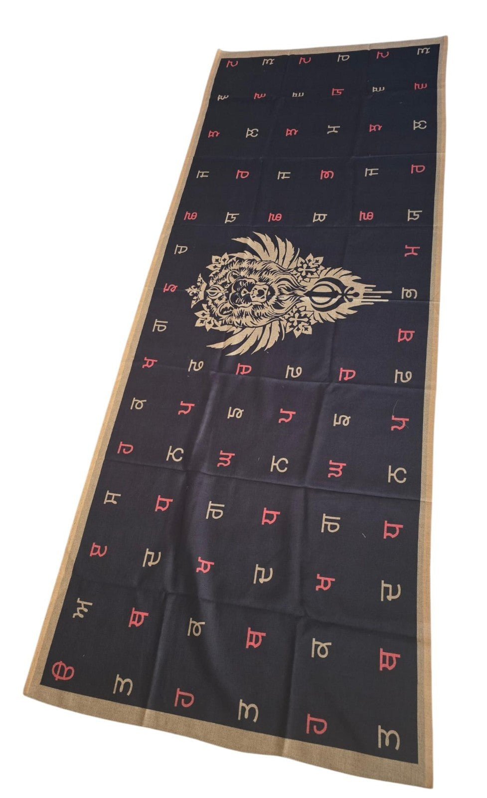 Punjabi Lion Khanda Lohi Shawl Gurmukhi Wool Stole Unisex Sikh Fair Mela Gift