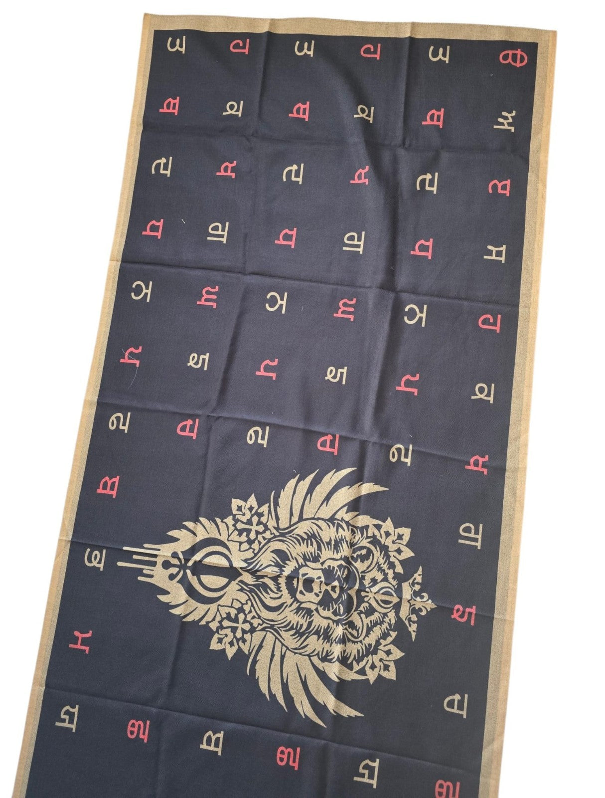 Punjabi Lion Khanda Lohi Shawl Gurmukhi Wool Stole Unisex Sikh Fair Mela Gift