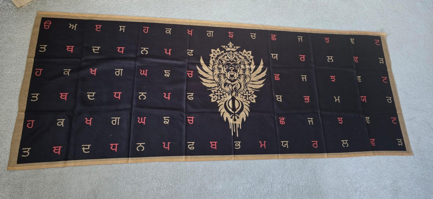 Punjabi Lion Khanda Lohi Shawl Gurmukhi Wool Stole Unisex Sikh Fair Mela Gift