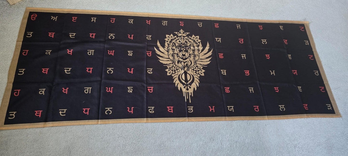 Punjabi Lion Khanda Lohi Shawl Gurmukhi Wool Stole Unisex Sikh Fair Mela Gift