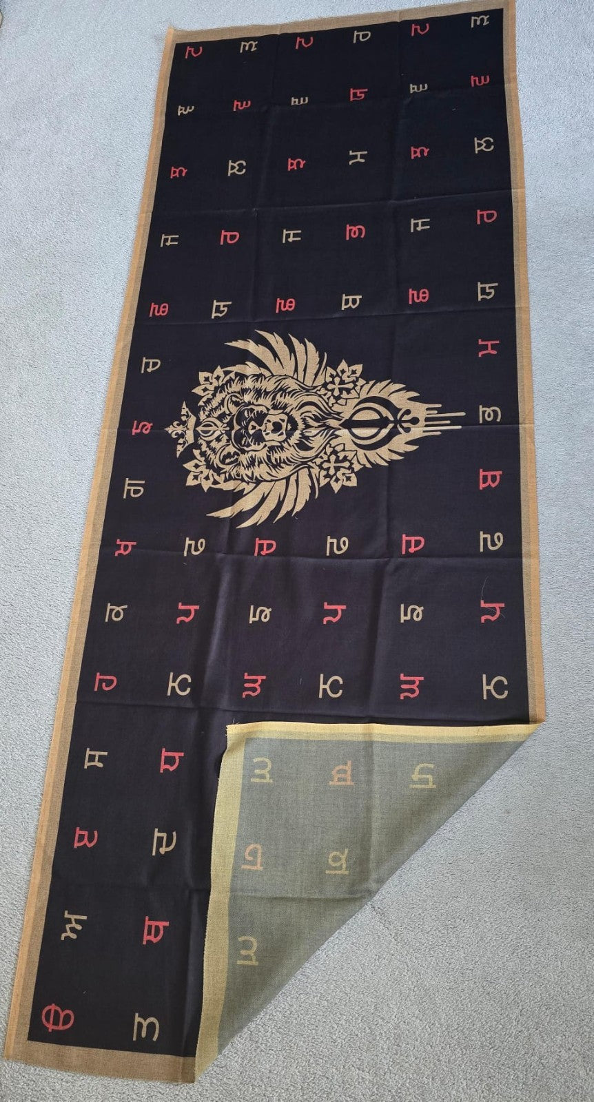 Punjabi Lion Khanda Lohi Shawl Gurmukhi Wool Stole Unisex Sikh Fair Mela Gift