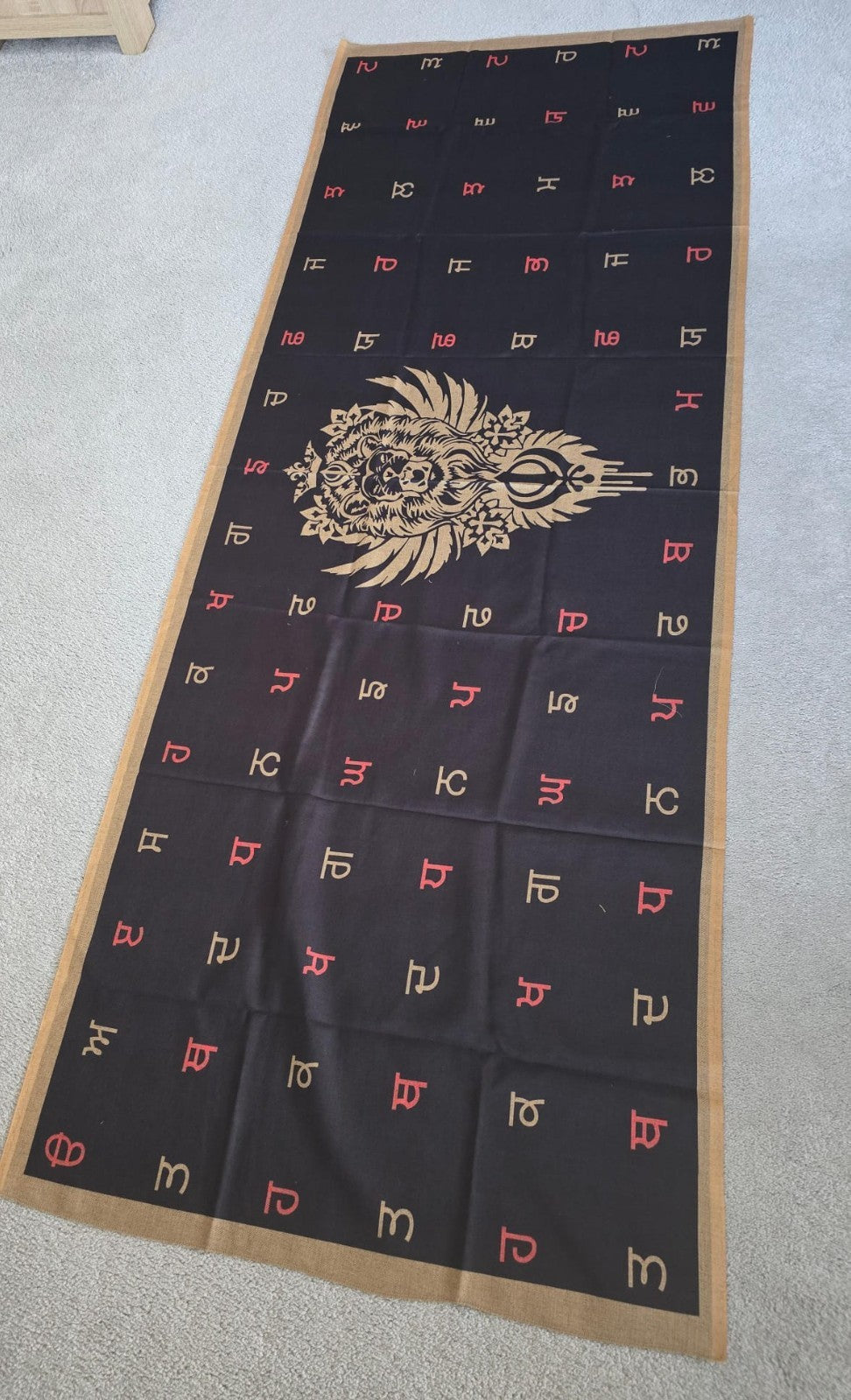 Punjabi Lion Khanda Lohi Shawl Gurmukhi Wool Stole Unisex Sikh Fair Mela Gift