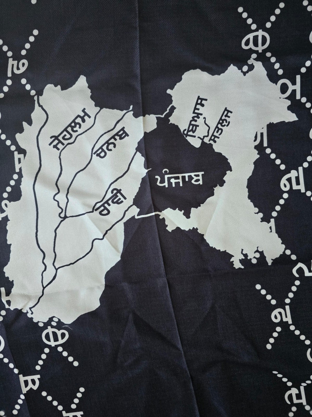 Maharaja Ranjit Singh Khalsa Raj Sanjha Old Punjab Map Lohi Shawl Unisex Sikh ST