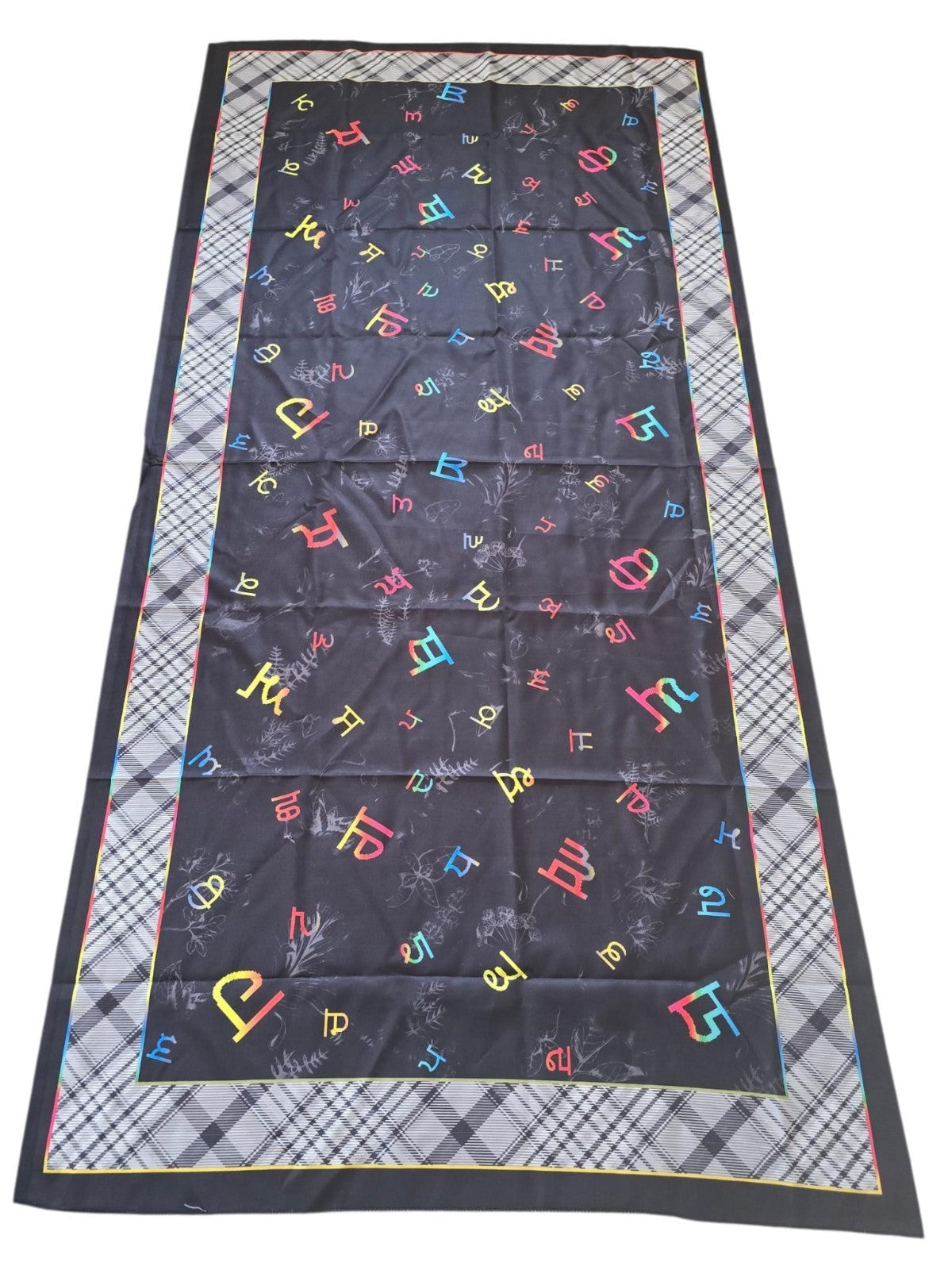 Punjabi Painti Gurmukhi Alphabet Punjab Map Lohi Shawl Wool Unisex Black Grey ST