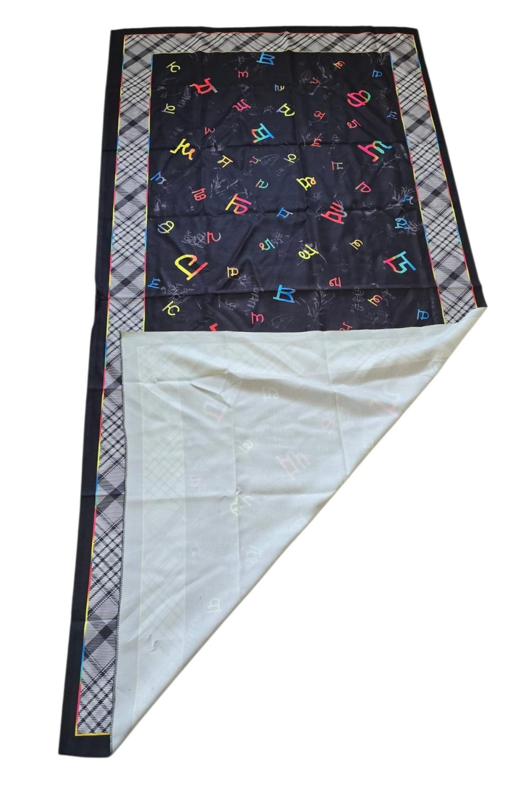 Punjabi Painti Gurmukhi Alphabet Punjab Map Lohi Shawl Wool Unisex Black Grey ST