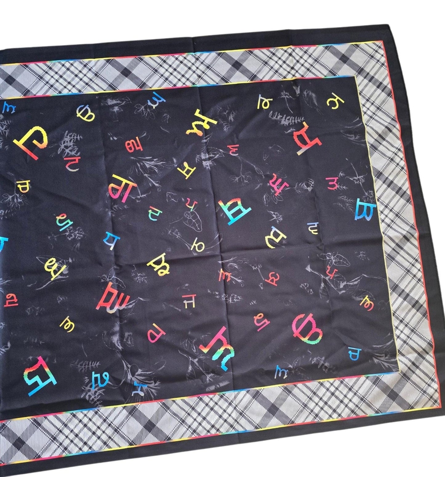 Punjabi Painti Gurmukhi Alphabet Punjab Map Lohi Shawl Wool Unisex Black Grey ST