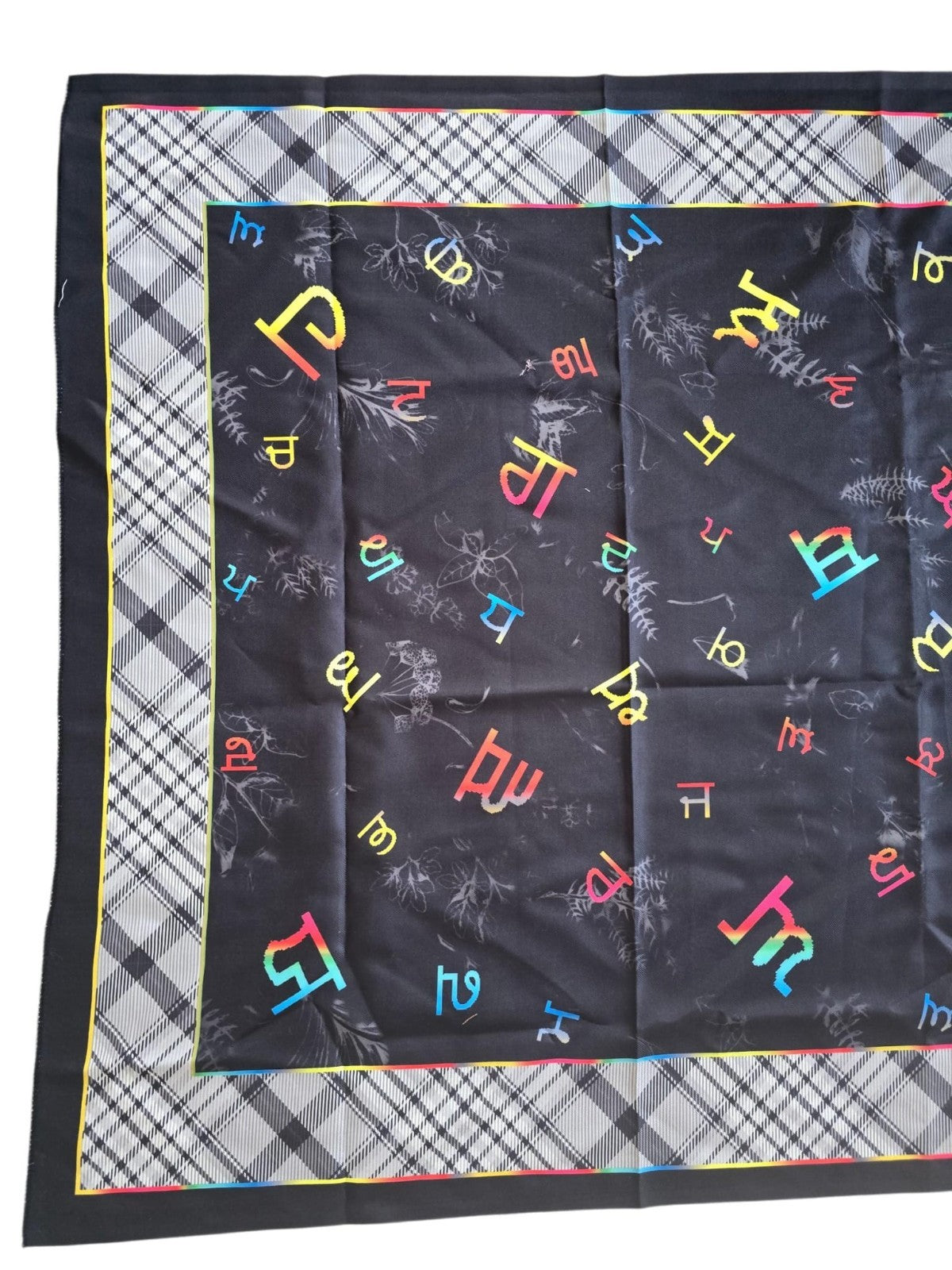 Punjabi Painti Gurmukhi Alphabet Punjab Map Lohi Shawl Wool Unisex Black Grey ST