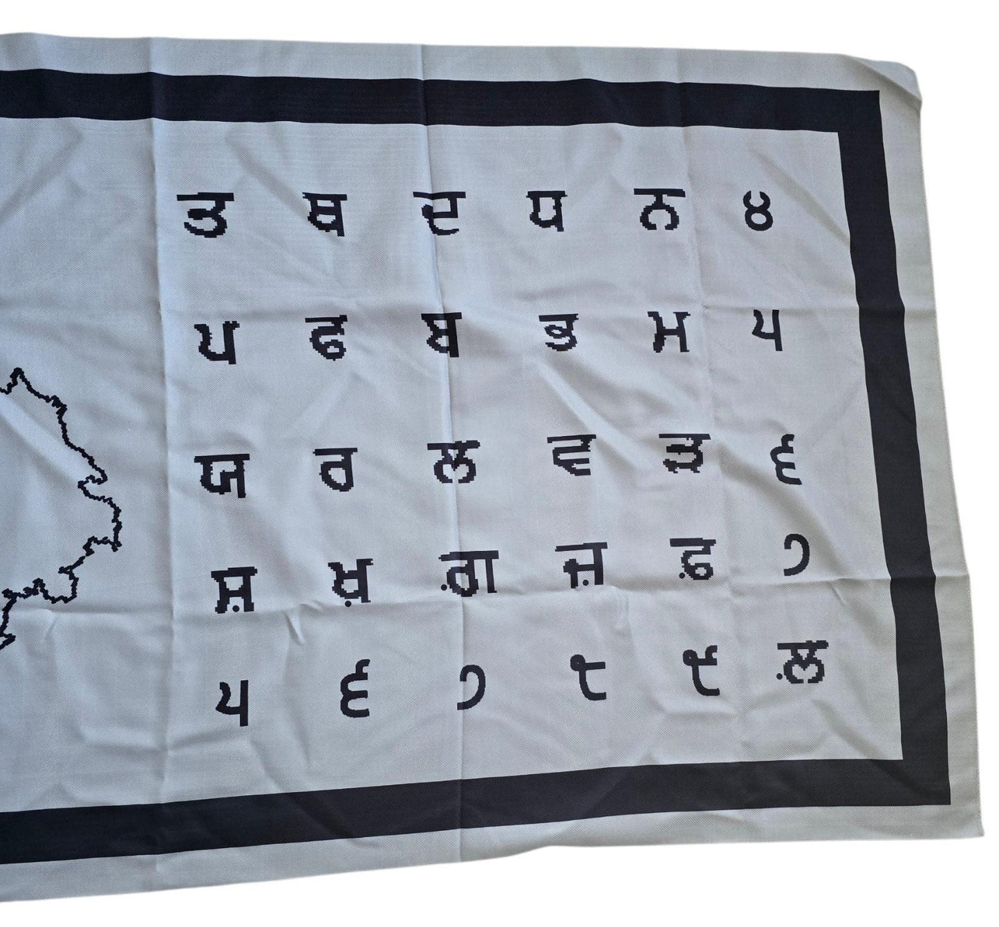 Punjabi Painti Gurmukhi Alphabet Punjab Map Lohi Shawl Wool Unisex Black Grey ST