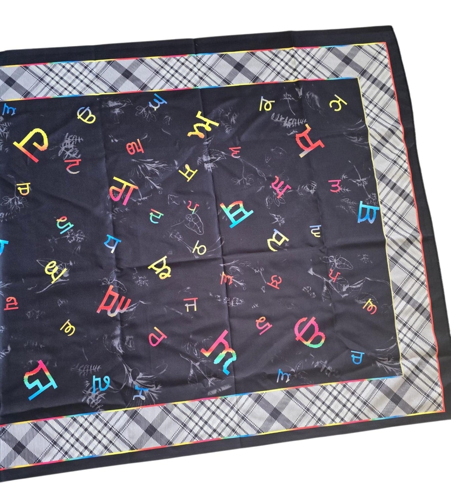 Punjabi Painti Gurmukhi Alphabet Punjab Map Lohi Shawl Wool Unisex Black Grey ST
