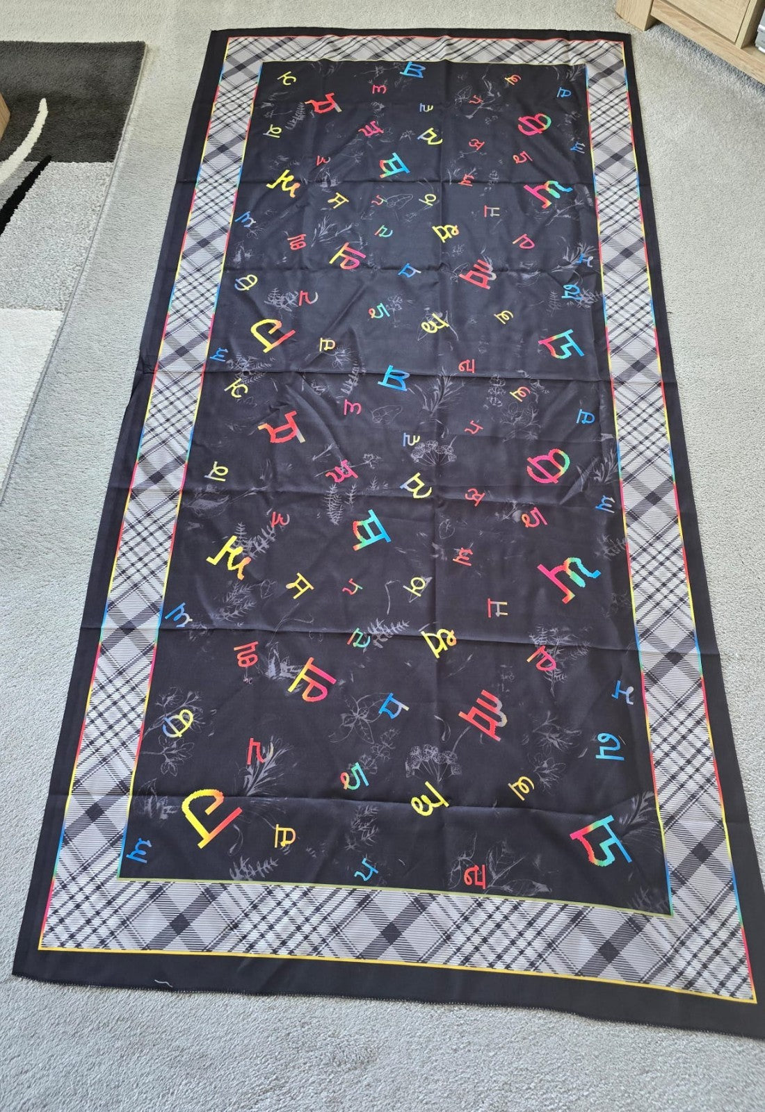 Punjabi Painti Gurmukhi Alphabet Punjab Map Lohi Shawl Wool Unisex Black Grey ST