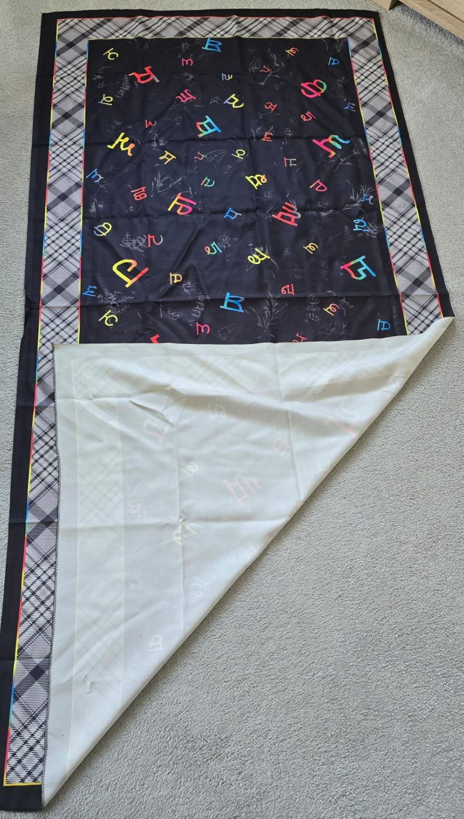 Punjabi Painti Gurmukhi Alphabet Punjab Map Lohi Shawl Wool Unisex Black Grey ST