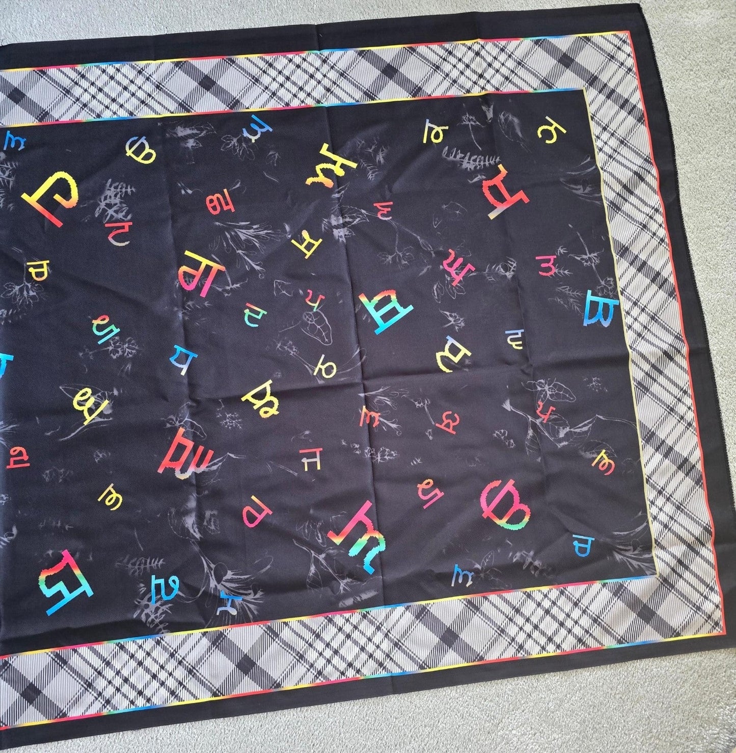Punjabi Painti Gurmukhi Alphabet Punjab Map Lohi Shawl Wool Unisex Black Grey ST