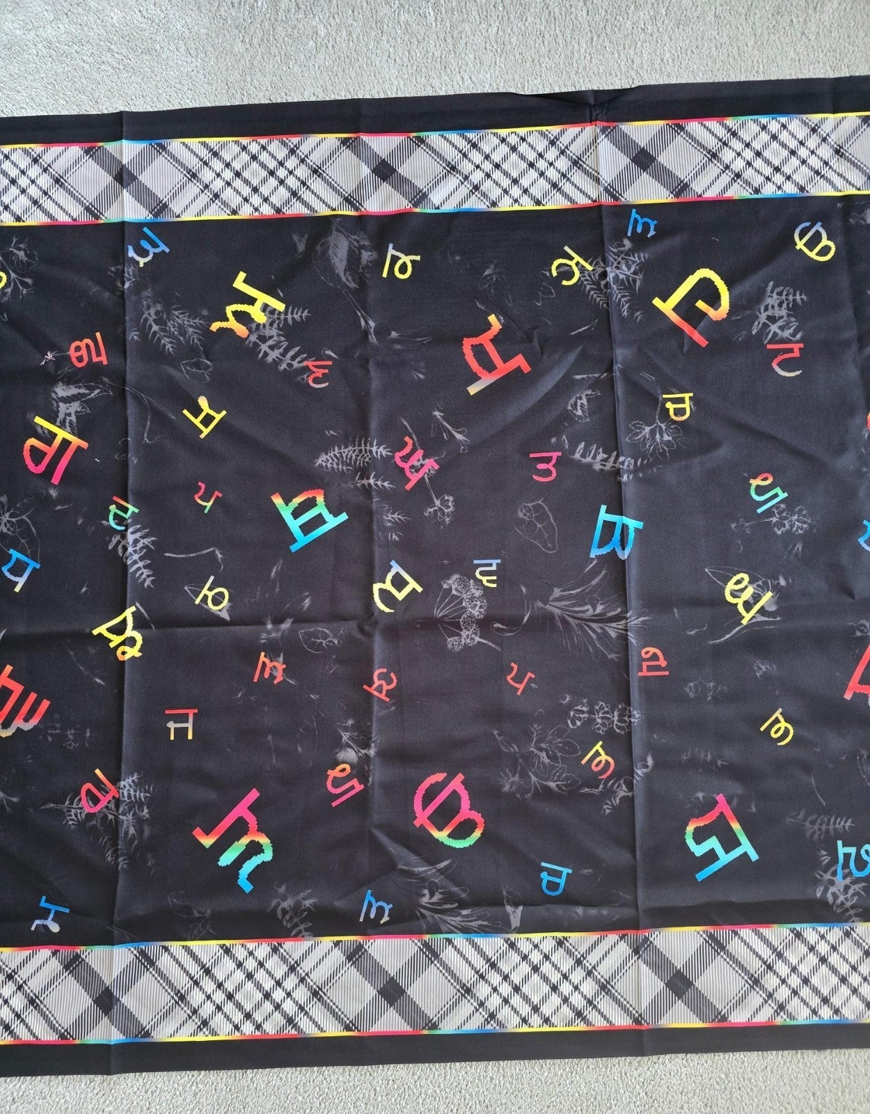 Punjabi Painti Gurmukhi Alphabet Punjab Map Lohi Shawl Wool Unisex Black Grey ST