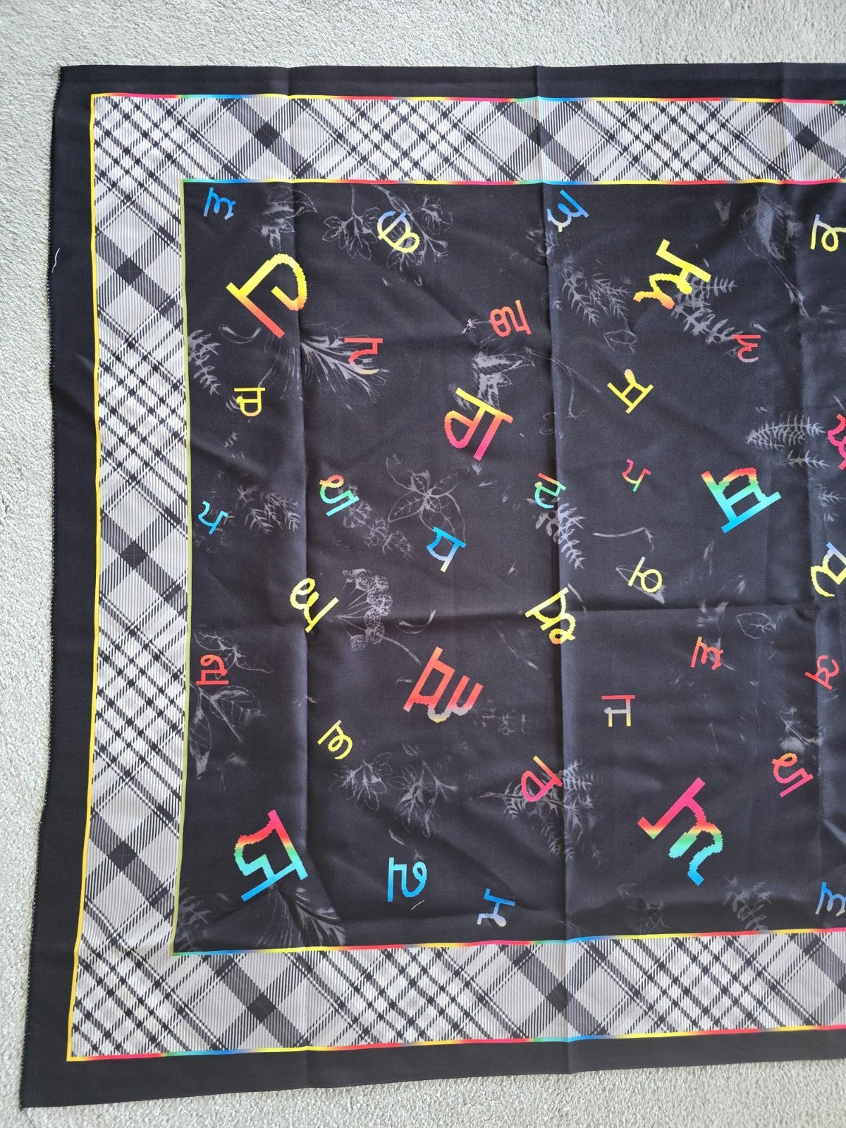 Punjabi Painti Gurmukhi Alphabet Punjab Map Lohi Shawl Wool Unisex Black Grey ST