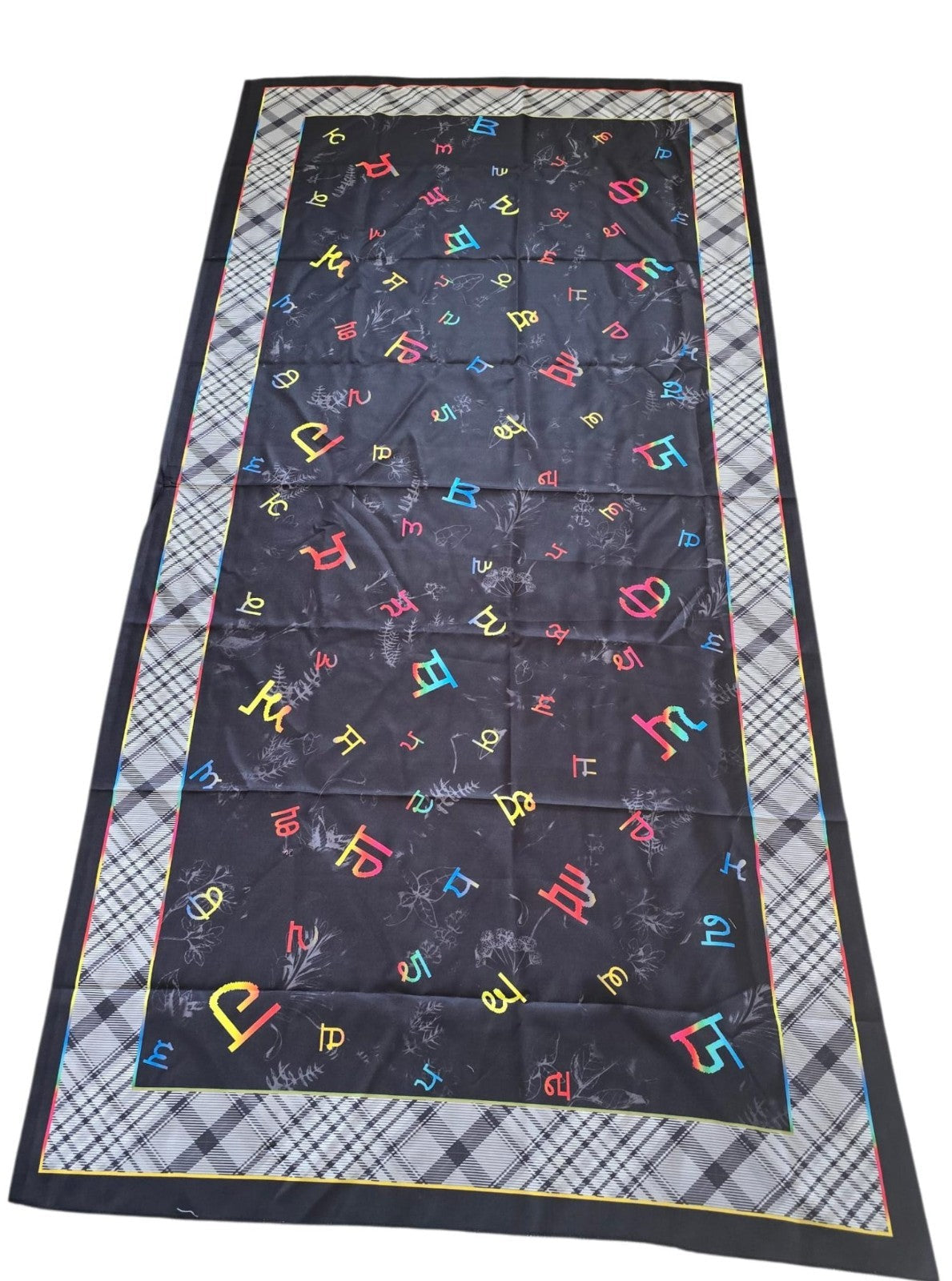 Punjabi Painti Gurmukhi Alphabet Punjab Map Lohi Shawl Wool Unisex Black Grey ST