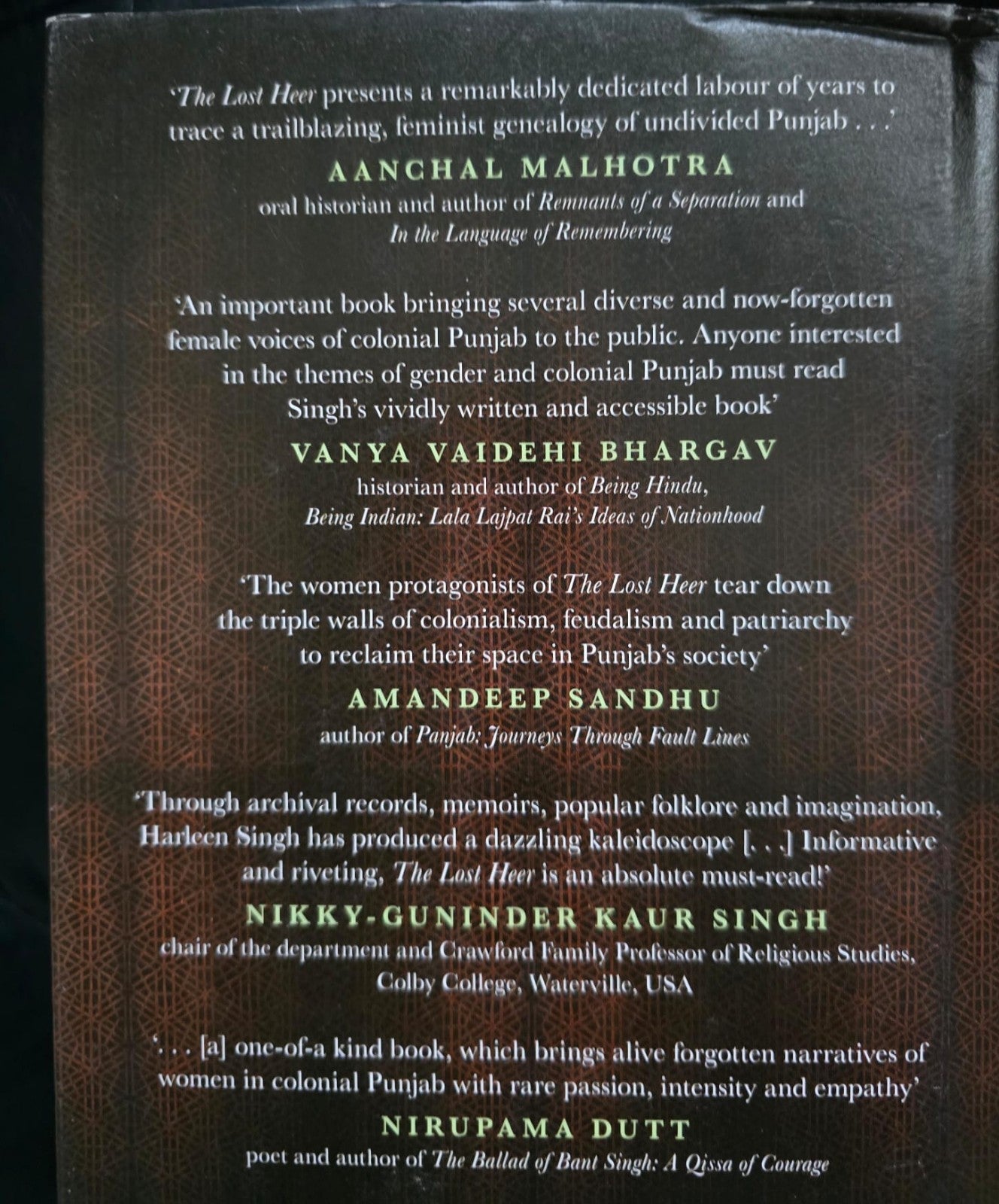 The Lost Heer Women Colonial Punjab History Harleen Singh English Book Gift MD34
