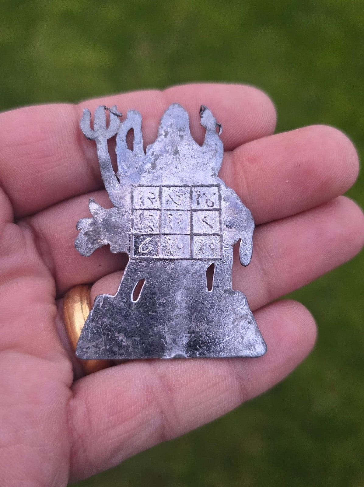 Shani Dev Yantra Lead Statue Pendant Shani Mantra Hindu Protection Talisman U71