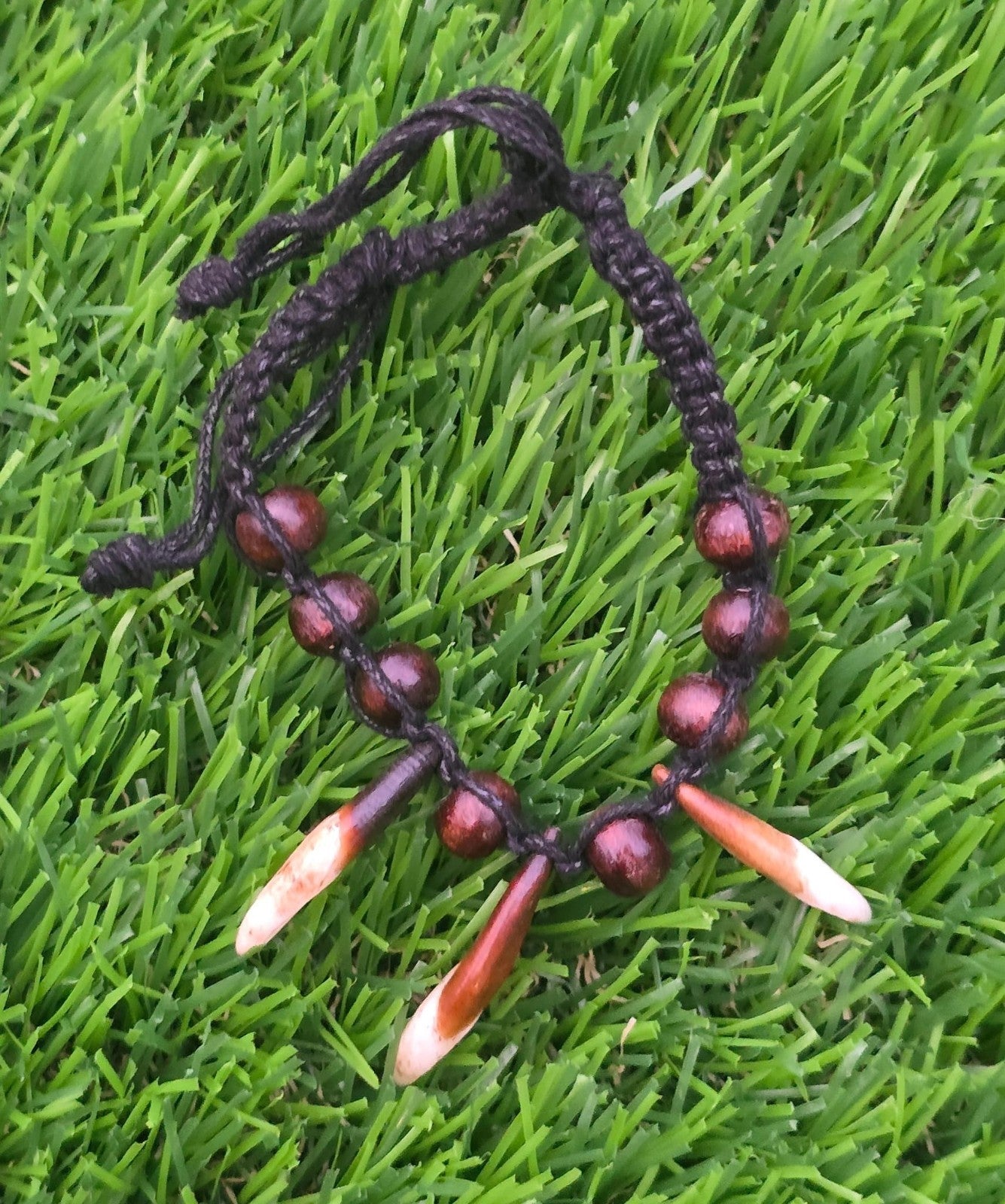 Tibetan Tribal Wolf Tooth Bracelet Nazar Protection Talisman Adjustable Dori U74