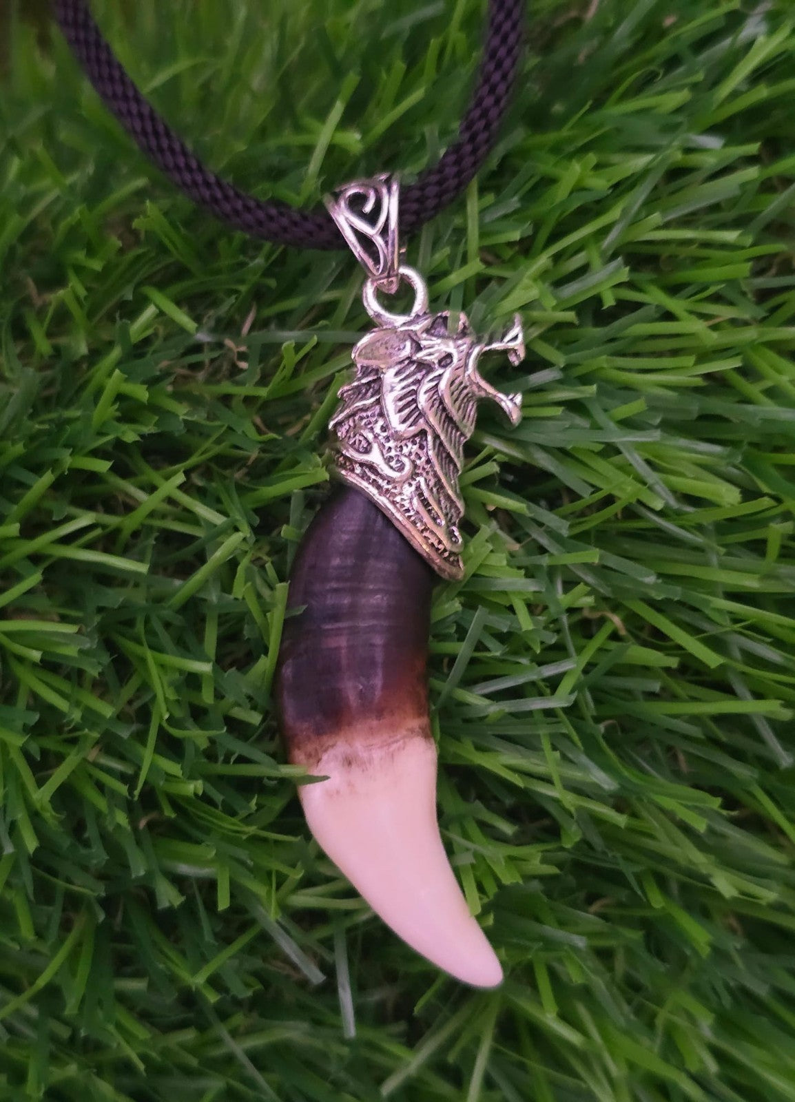 Tibetan Tribal Wolf Tooth Style Necklace Nazar Protection Talisman Pendant U76