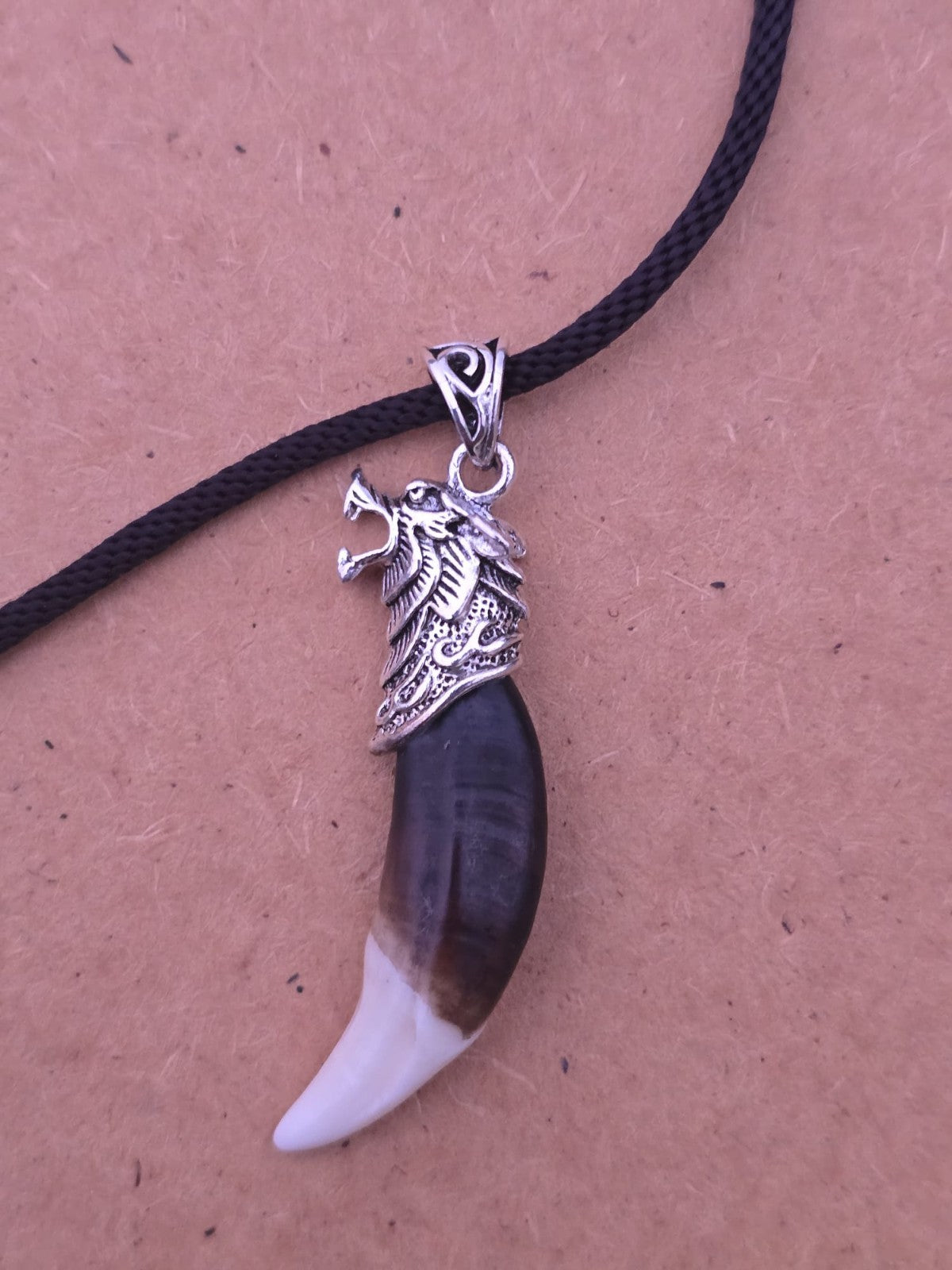 Tibetan Tribal Wolf Tooth Style Necklace Nazar Protection Talisman Pendant U76