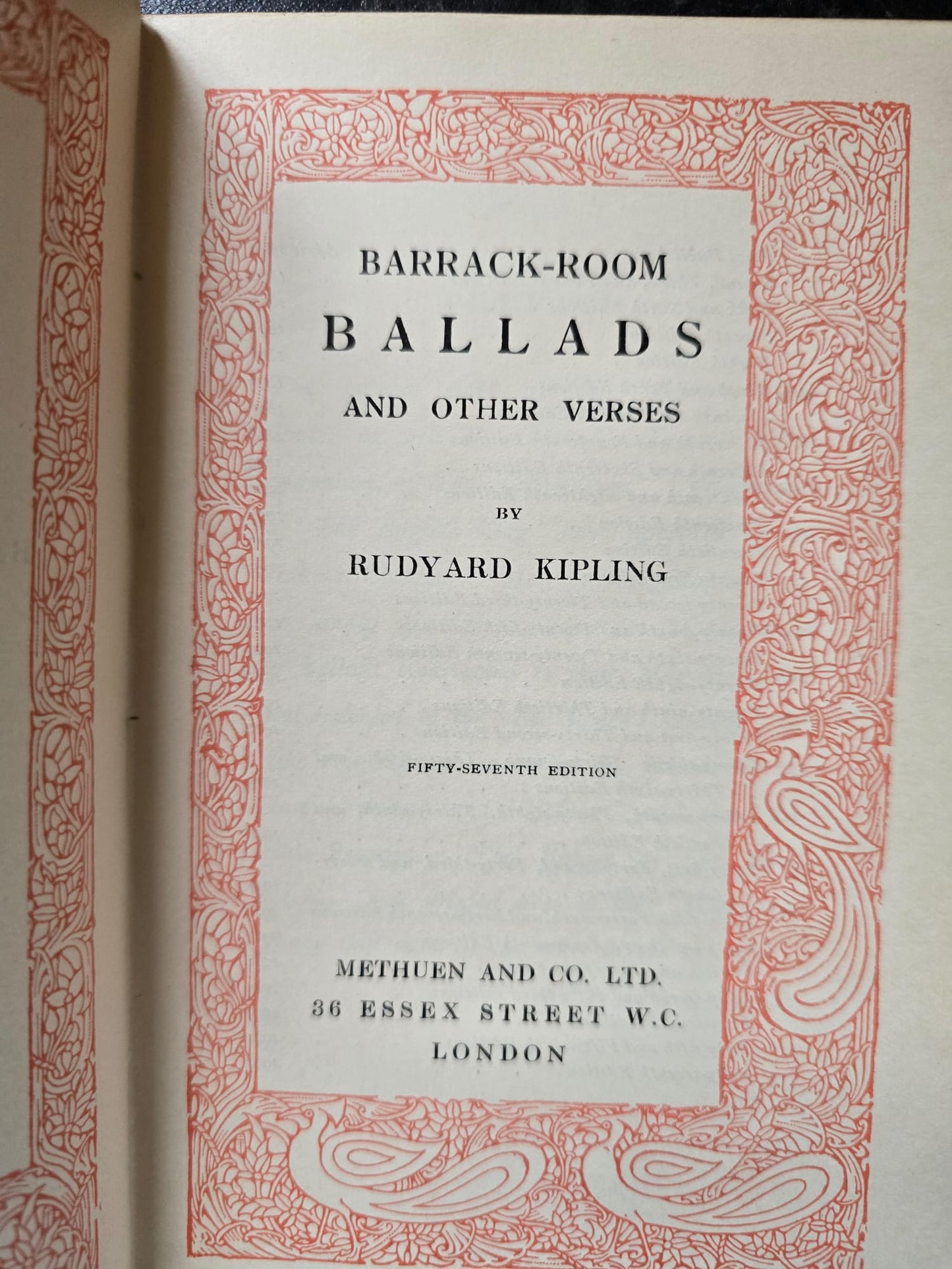 Antique 1921 Rudyard Kipling Barrack Room Ballads Book Vintage Red Leather SA1