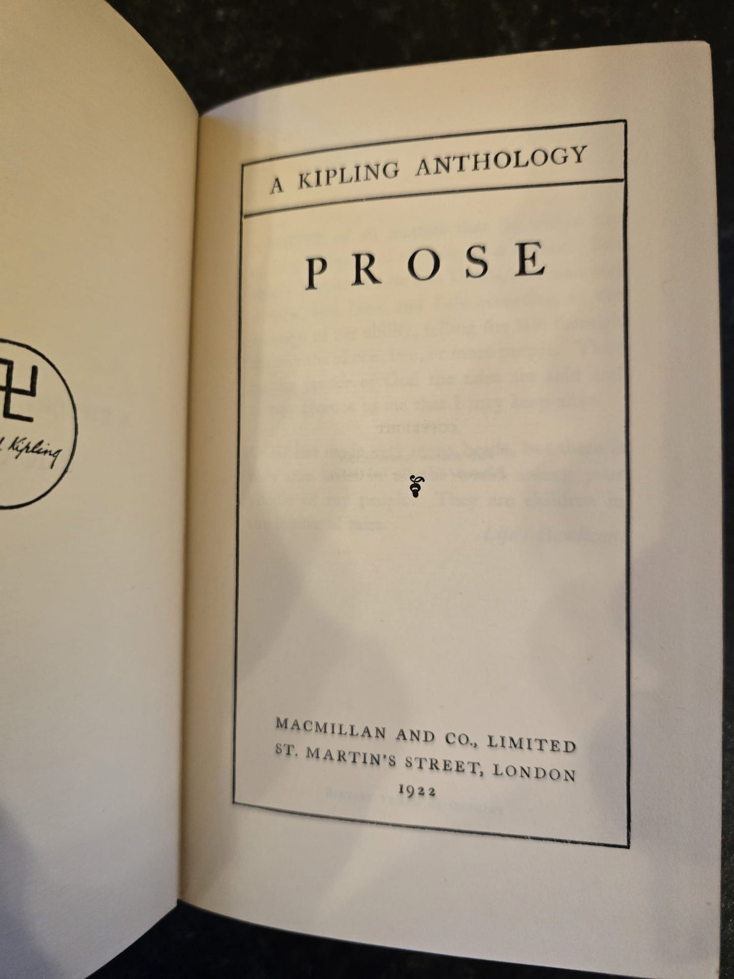 Antique 1922 Rudyard Kipling Anthology Prose Book Vintage Red Leather SA2