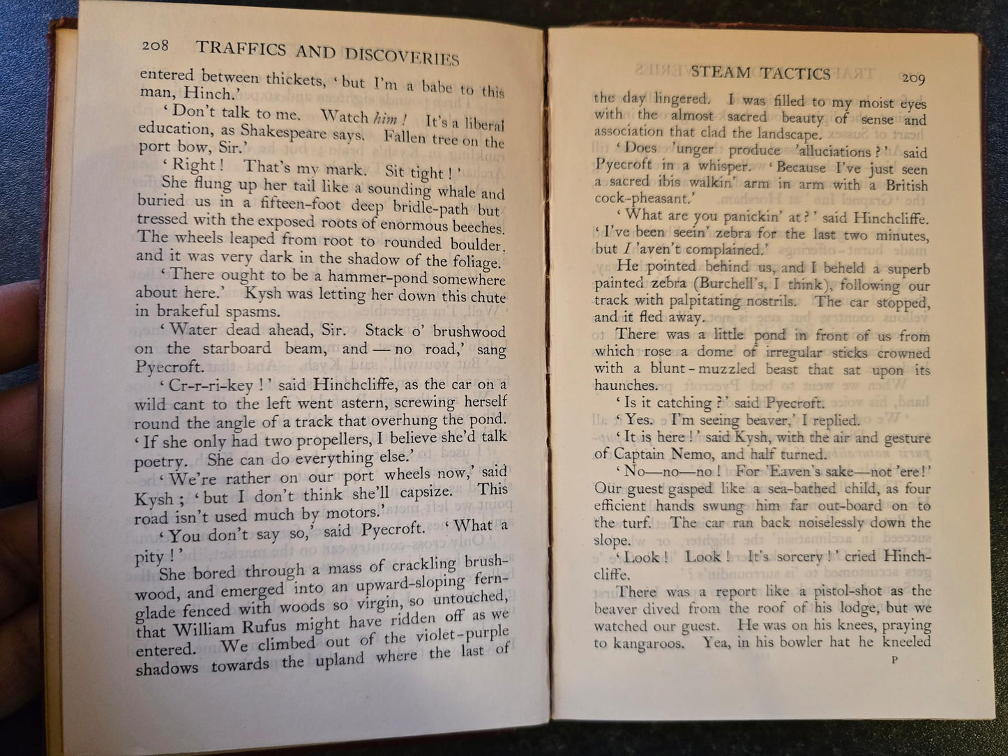 Antique 1913 Rudyard Kipling Traffics and Discoveries Vintage Red Leather Book SA3