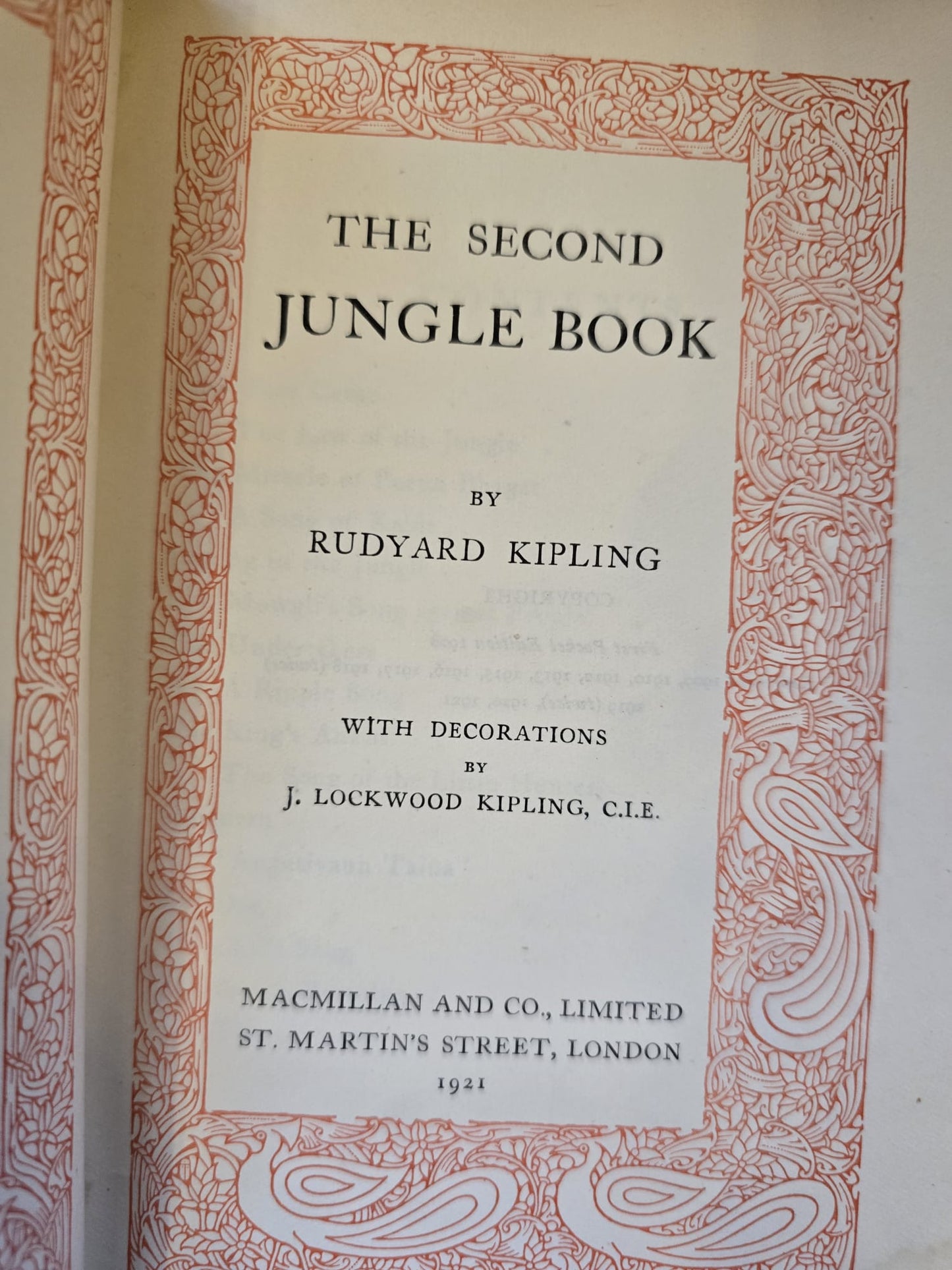 Antique 1921 Rudyard Kipling The Second Jungle Book Vintage Red Leather SA6