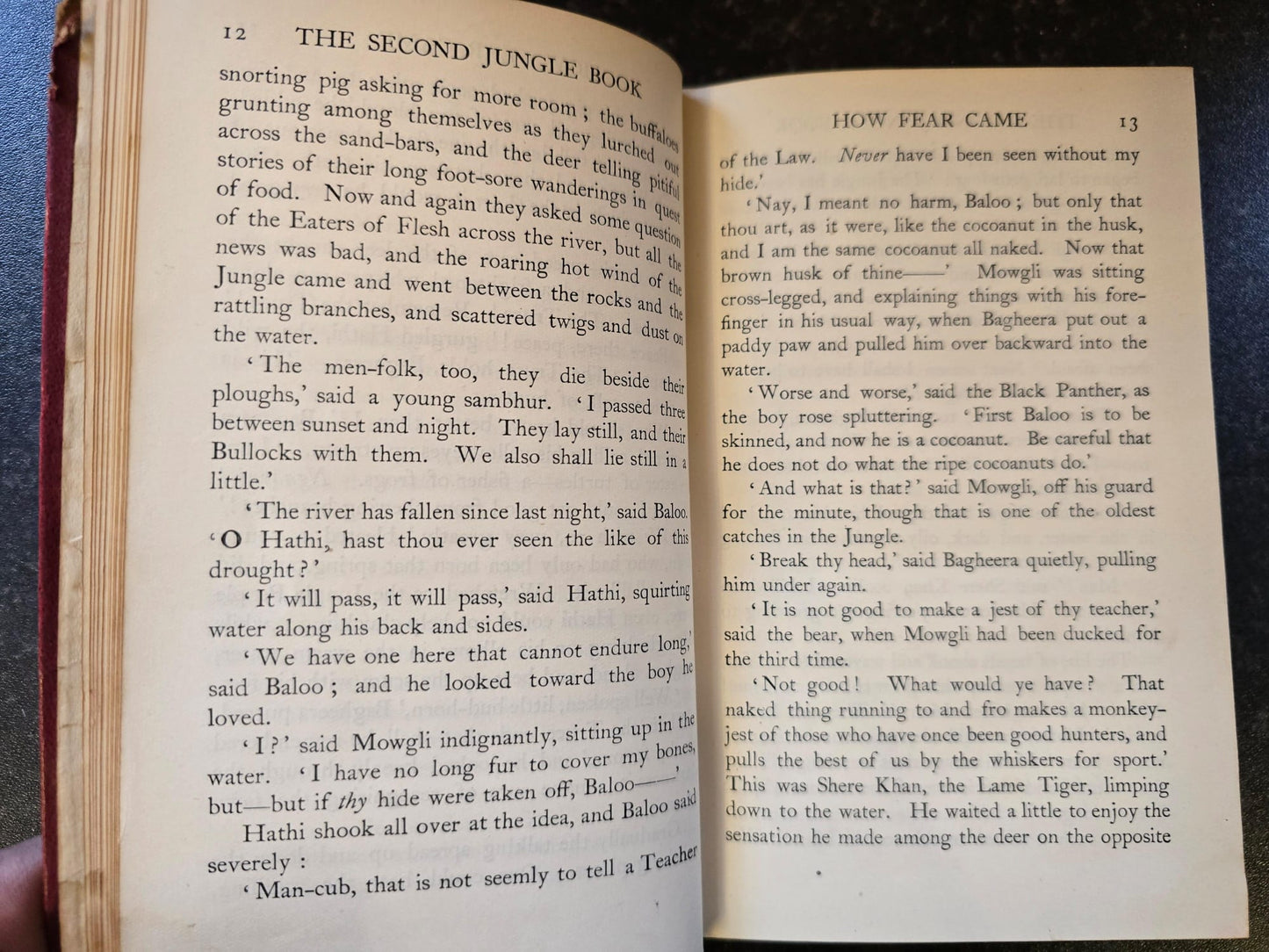 Antique 1921 Rudyard Kipling The Second Jungle Book Vintage Red Leather SA6