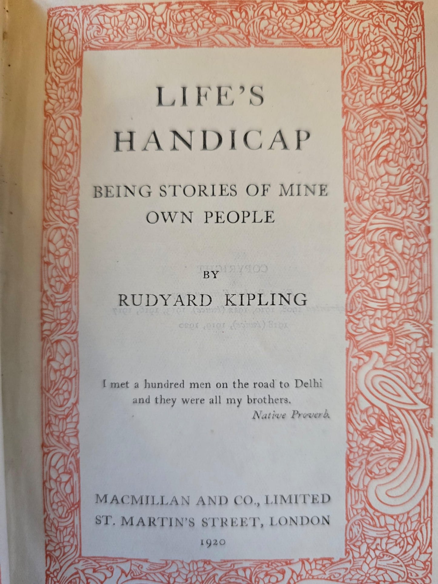 Antique 1920 Rudyard Kipling Life’s Handicap Vintage Red Leather Book SA7